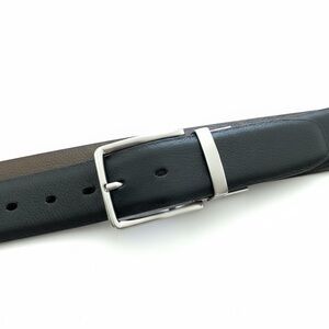 Torino Pebbled Italian Leather Reversable Belt Men Sz 38 Silver Tone Buckle